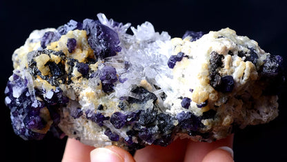 162g  Inner Mongolia New Find Purple Fluorite & Quartz Crystal Mineral Specimen