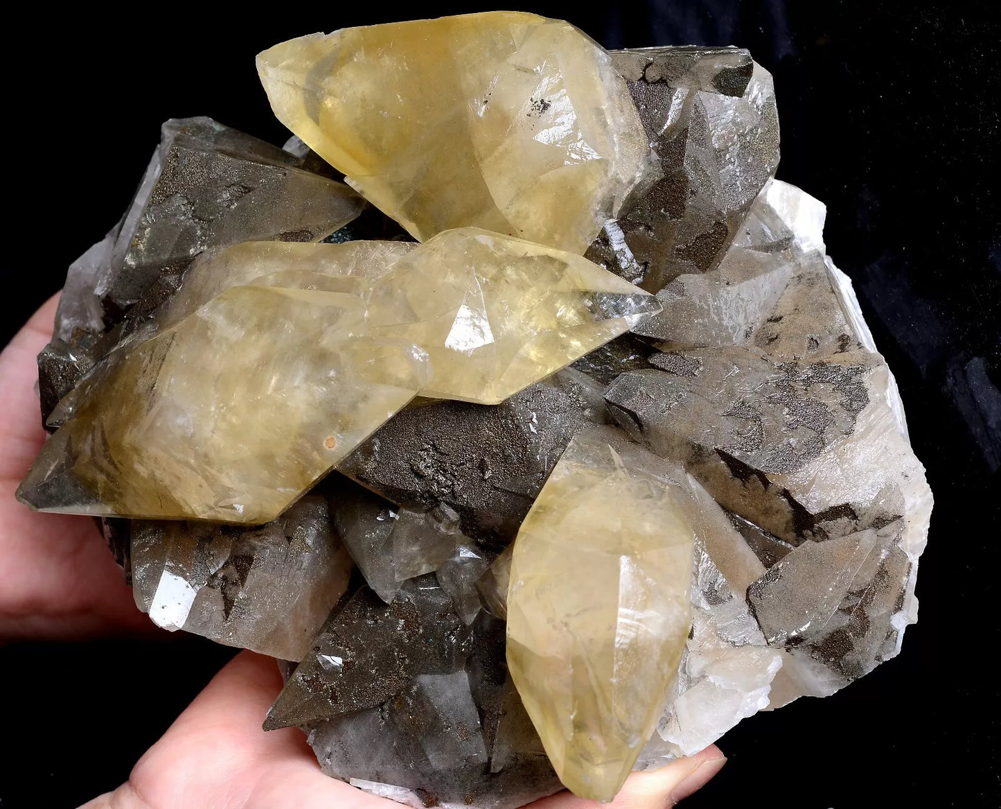 1503gNatural Perfect Dipyramidal Yellow Calcite CLUSTER Mineral Specimen/ China