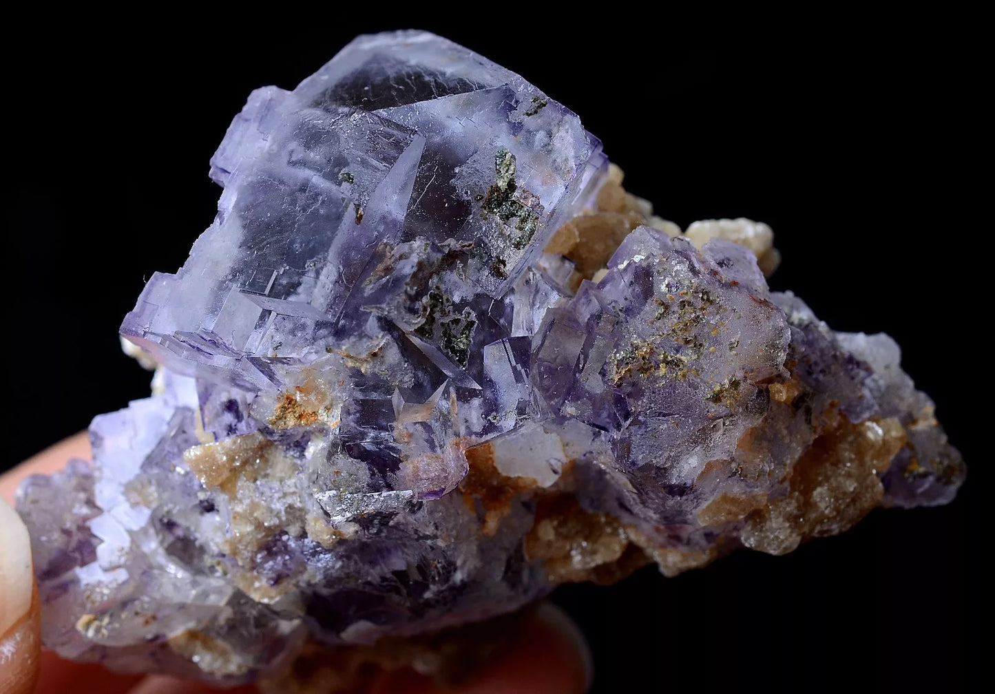 52g YaoGang Xian RARE PURPLE CUBIC FLUORITE & CALCITE SYMBIOTIC MINERAL  SAMPLES