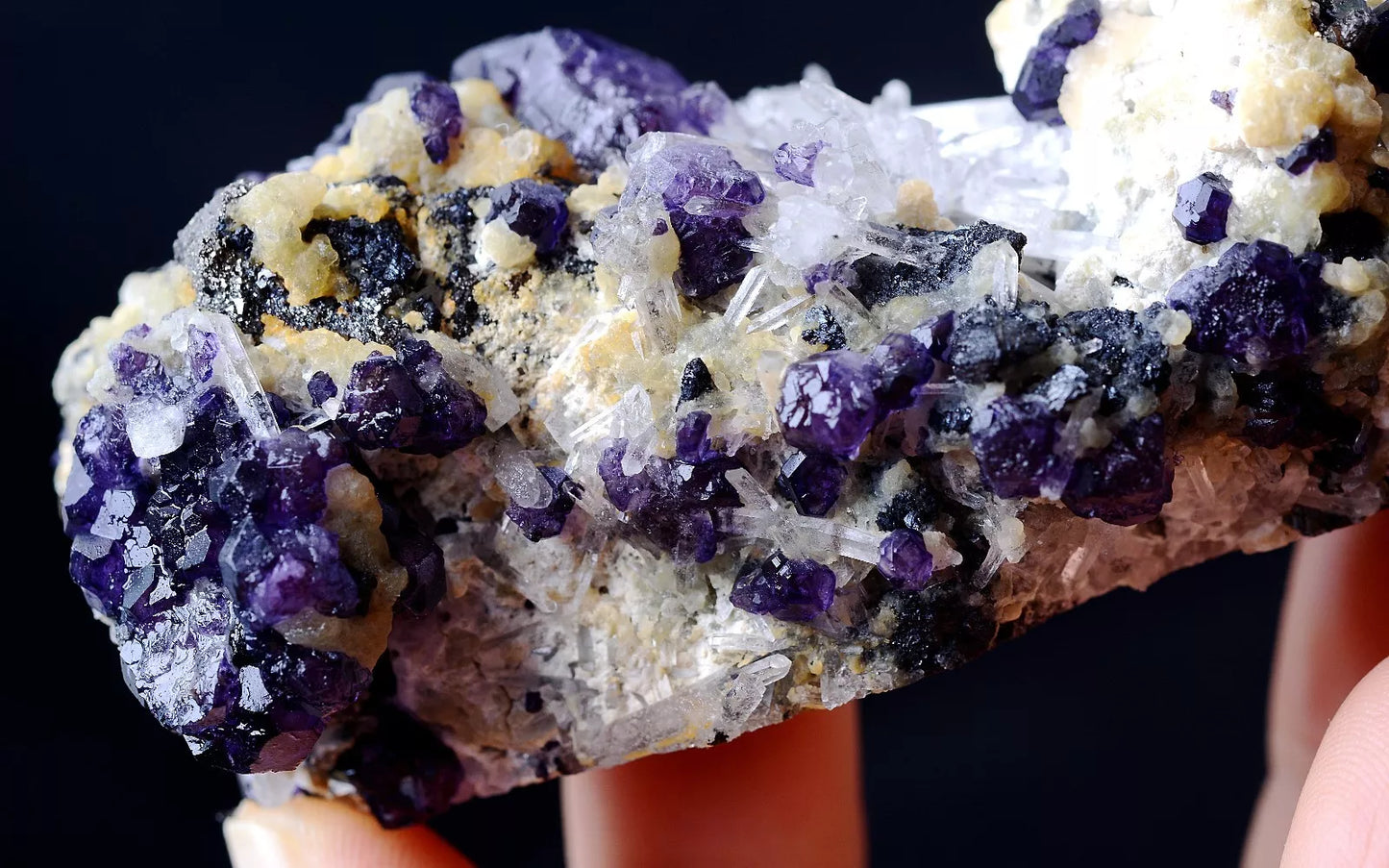 162g  Inner Mongolia New Find Purple Fluorite & Quartz Crystal Mineral Specimen