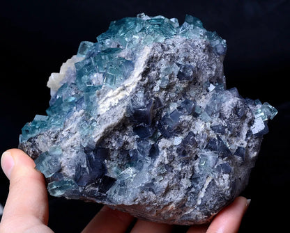 914g Rare Transparent Blue Fluorite Secondary Crystallization Mineral Specimen