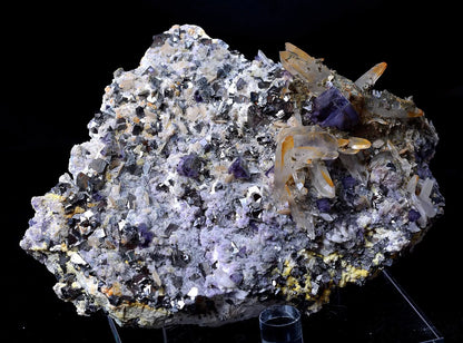 NEWLY DISCOVERED RARE PURPLE FLUORITE & CRYSTAL CHALCOPYRITE MINERAL  SPECIMEN