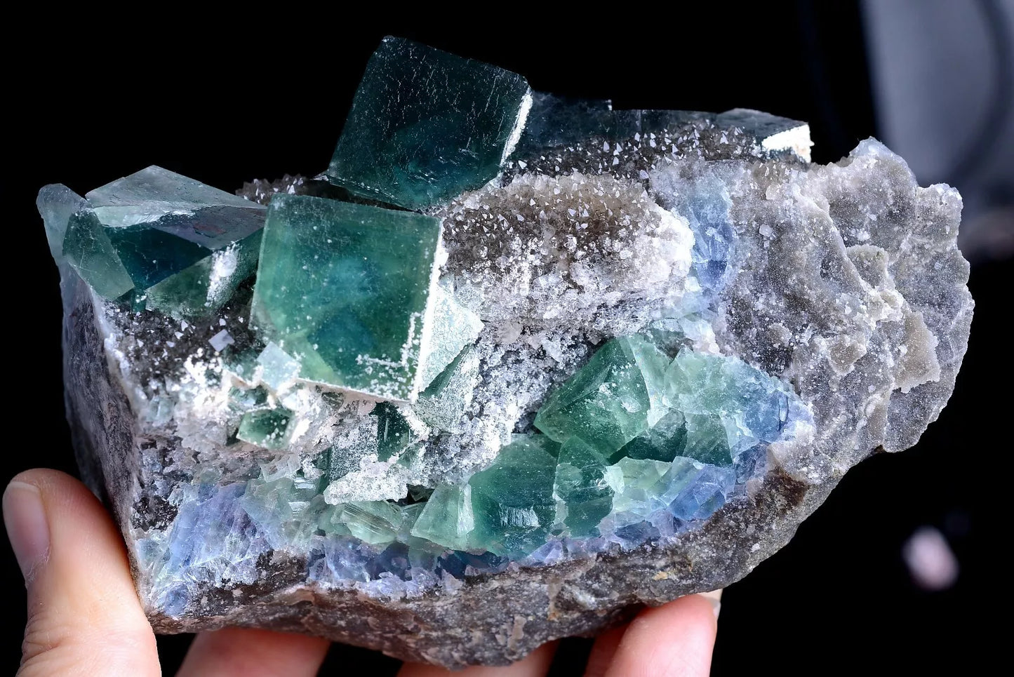 508.5g NATURAL Green Cubic FLUORITE Crystal Cluster Mineral Specimen /China