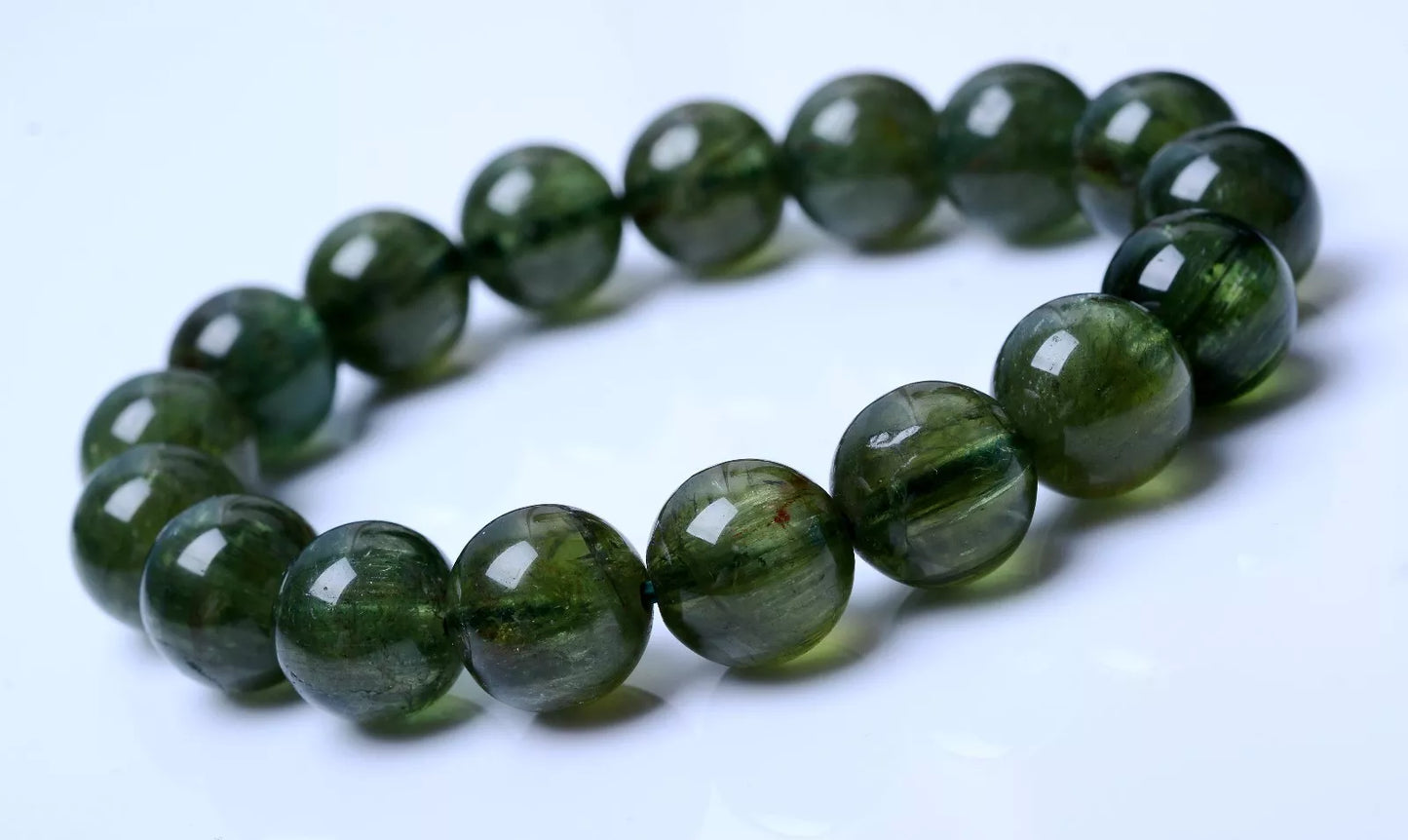 12mm Natural Green Apatite Cat Eye Crystal Round Beads Man & Woman  Bracelet