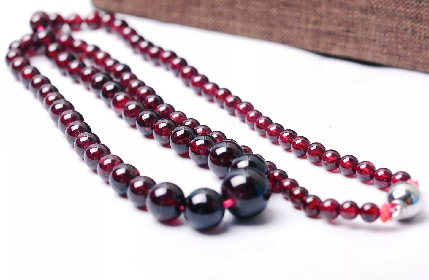 Beautiful Natural Wine Red Garnet Crystal Clear Beads Woman Necklace 4.5-10mm