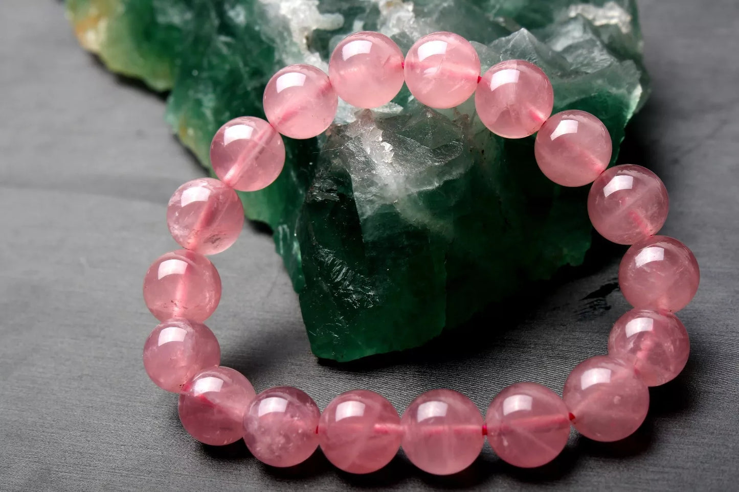 11.5mm Natural Madagascar Rose Quartz Crystal Round Beads Madam Gift  Bracelet