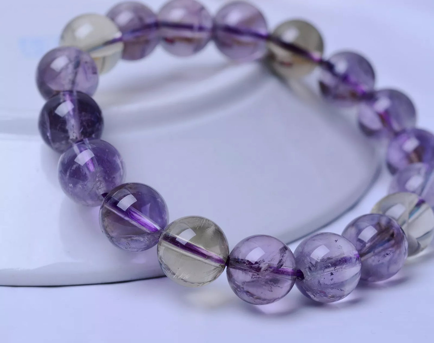 Genuine Natural Purple Amethyst Yellow Crystal Faceted Beads Bracelet 11mm