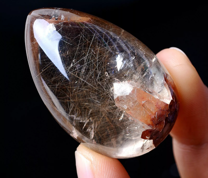 35g Rare Natural Gold Rutilated "Stone Inside Stone"Quartz Crystal  Pendant