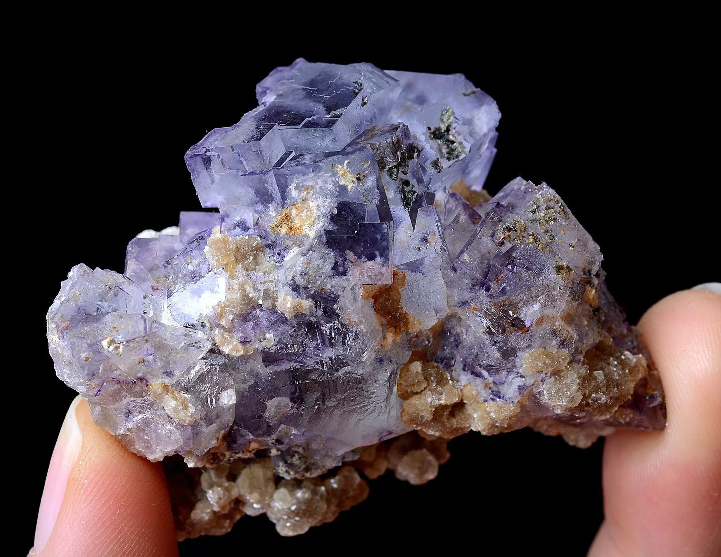 52g YaoGang Xian RARE PURPLE CUBIC FLUORITE & CALCITE SYMBIOTIC MINERAL  SAMPLES