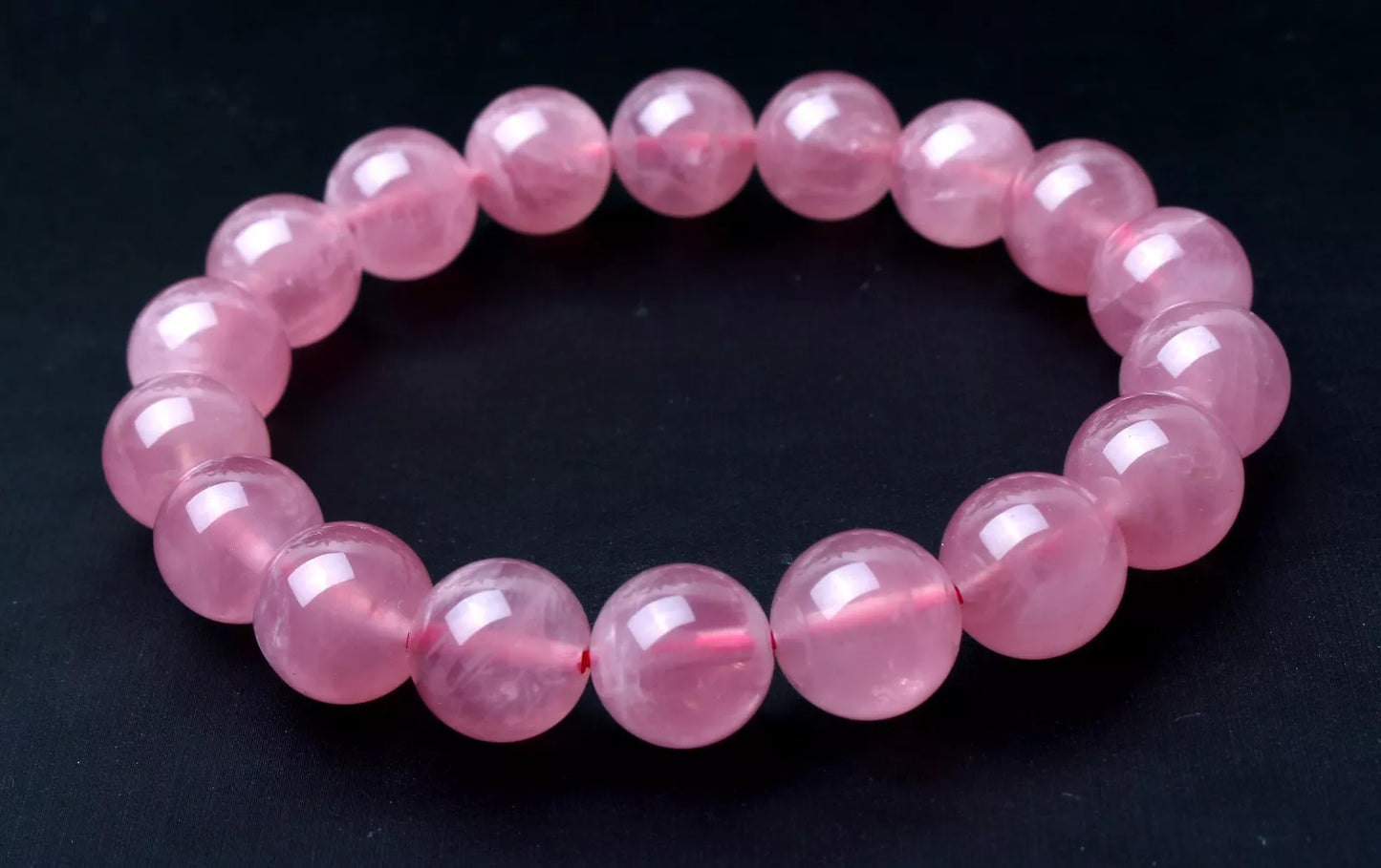 12 mm Natural Madagascar Rose Quartz Crystal Round Beads Madam Gift Bracelet