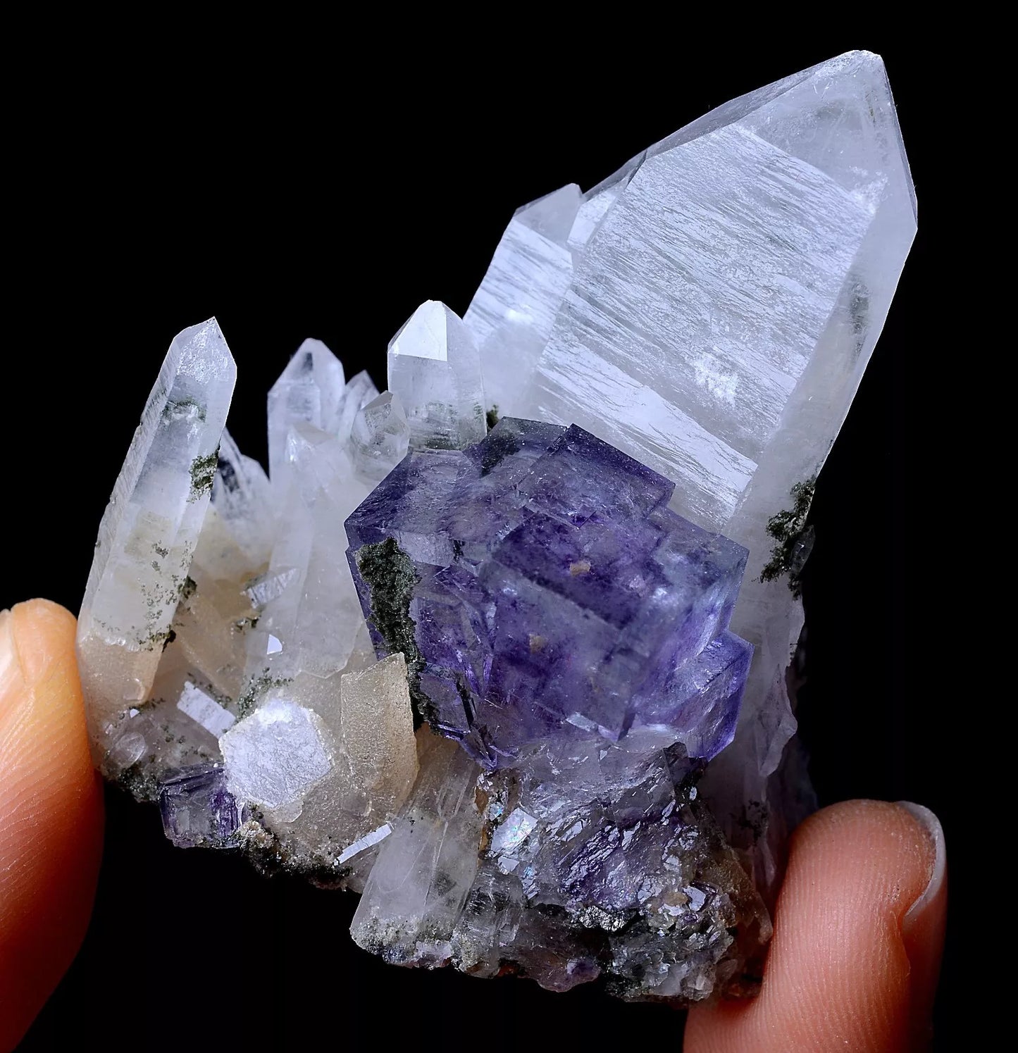 NEWLY DISCOVERED PURPLE FLUORITE & CRYSTAL SYMBIOTIC MINERAL SAMPLES  38.39g