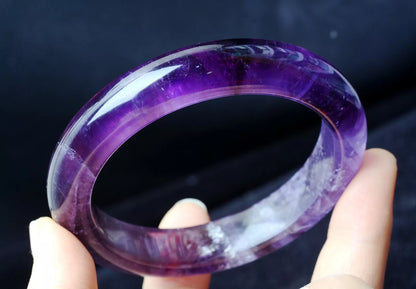 59.2mm Natural Lavender Amethyst Quartz Crystal Treatment Bangle Inner Diameter