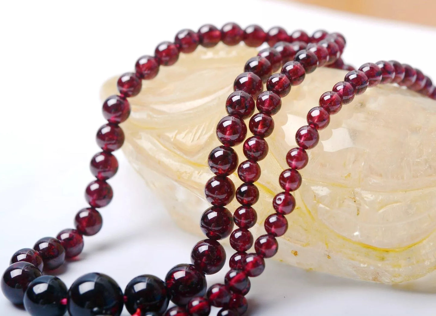 Beautiful Natural Wine Red Garnet Crystal Clear Beads Woman Necklace 4.5-10mm