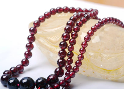 Beautiful Natural Wine Red Garnet Crystal Clear Beads Woman Necklace 4.5-10mm