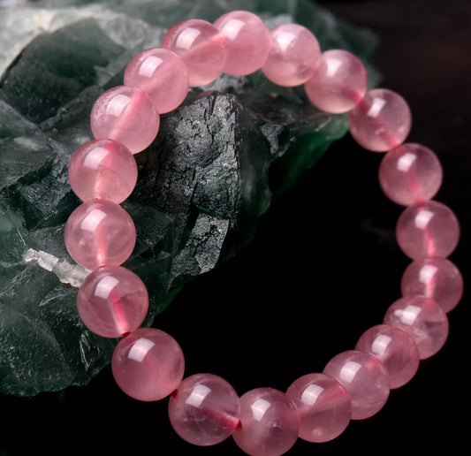 10mm Natural Madagascar Rose Quartz Crystal Round Beads Madam Gift Bracelet