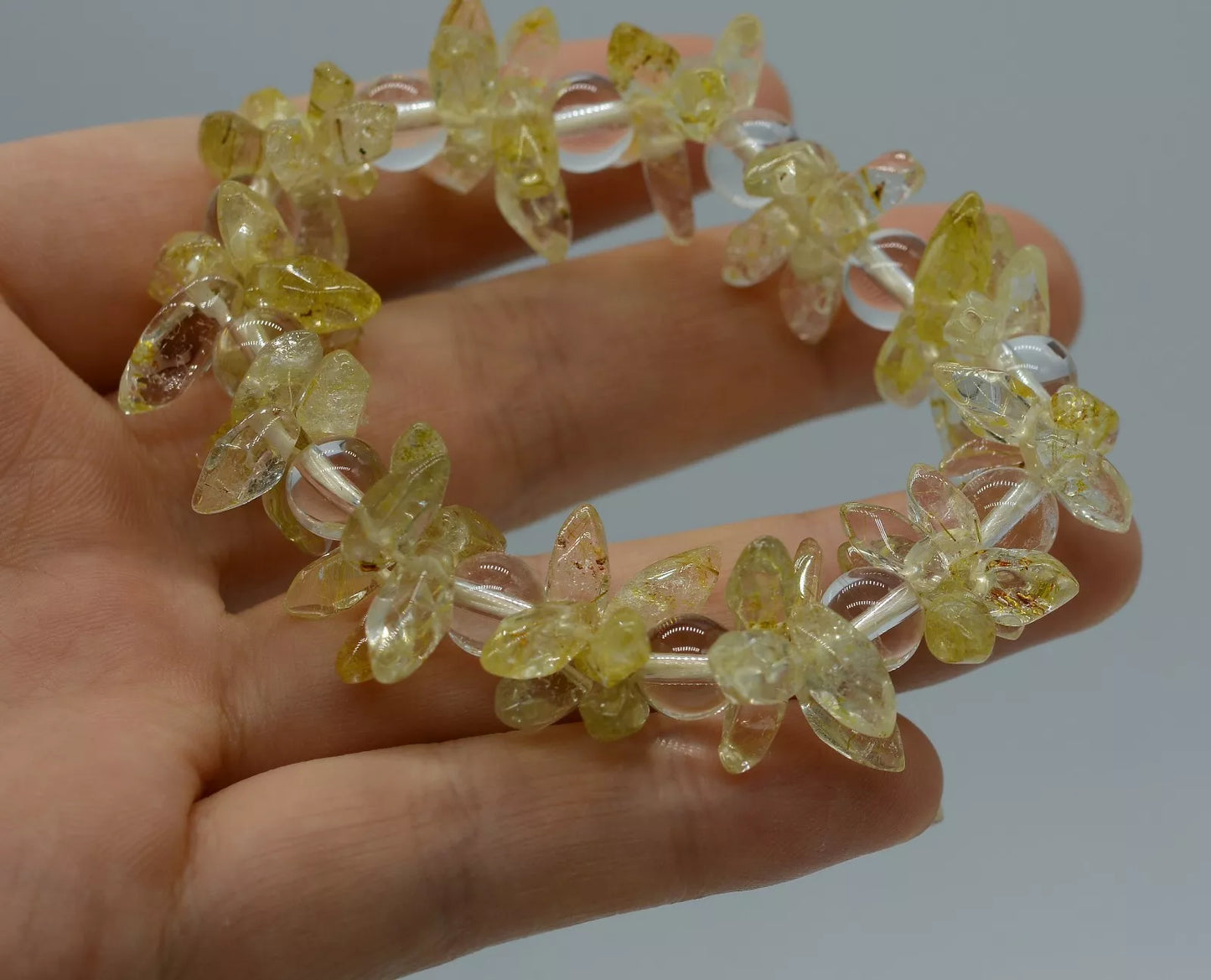 Natural Citrine Quartz Yellow Crystal Marquise Beads Wealth Woman Bracelet