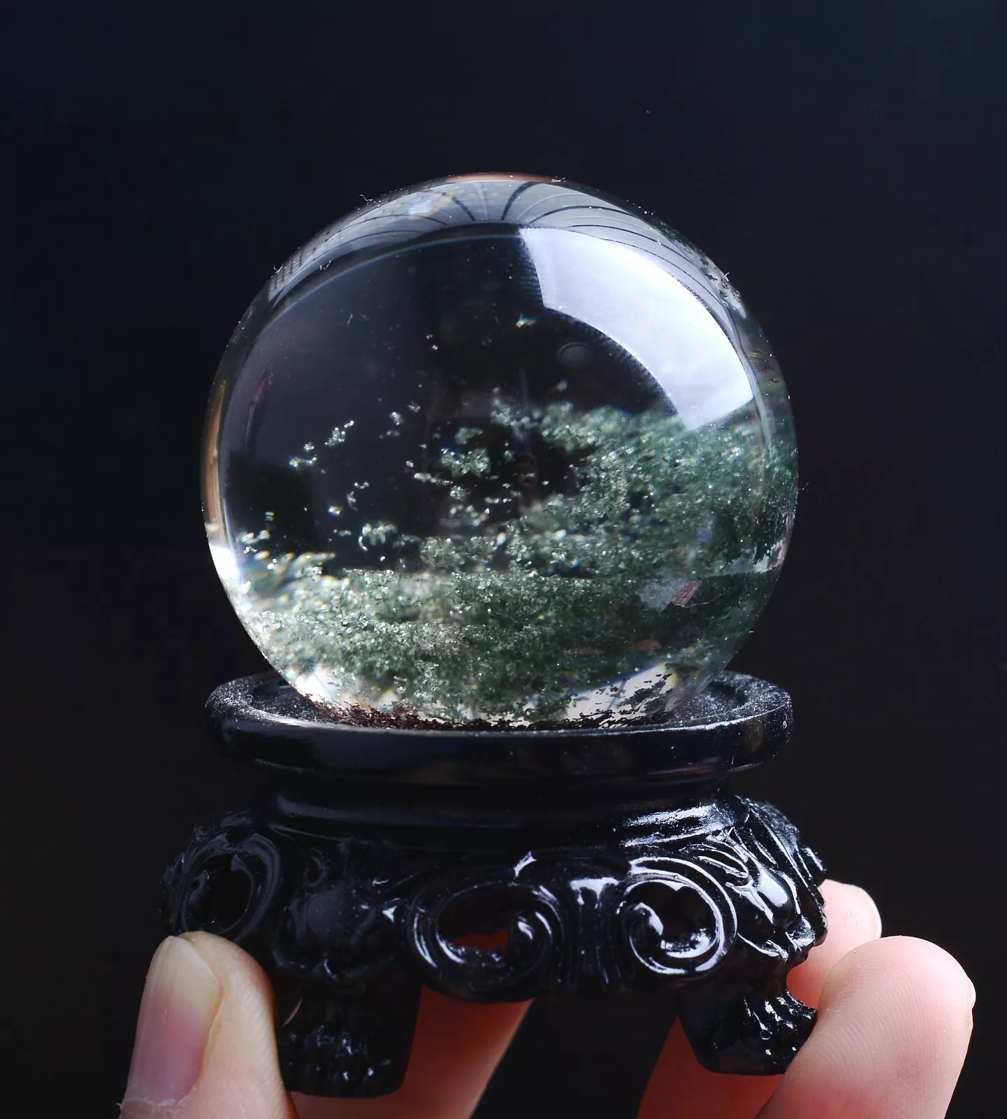 117g Natural Beauty Clear Green Phantom Ghost Quartz Crystal Healing Ball