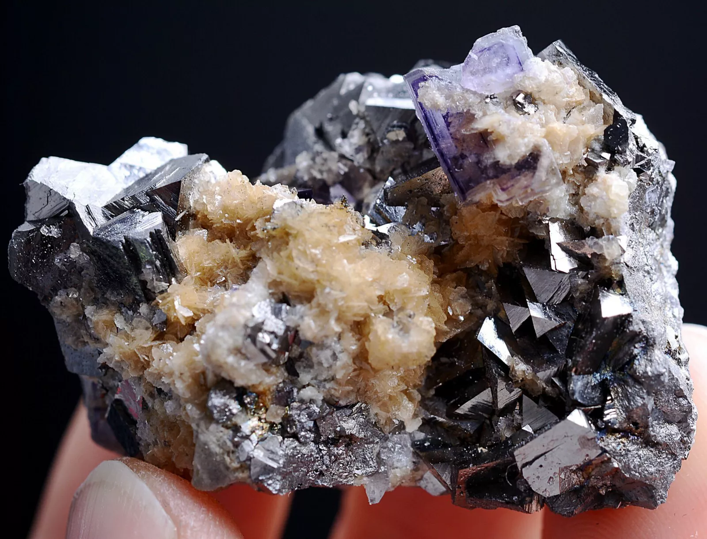 64g Natura Purple FLUORITE Arsenopyrite Calcite Mineral Specimen/Yaogang xian