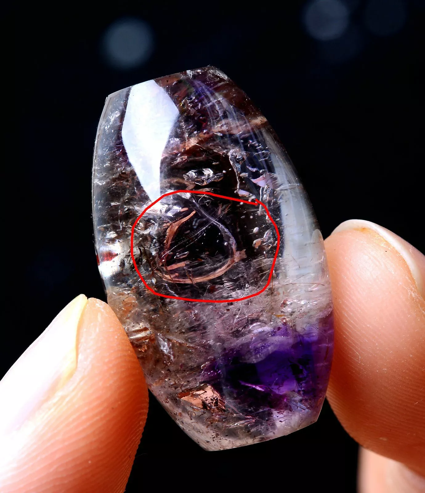 10.28g Natural Rare Amethyst Crystal ”Water Bile“Cylindrical Madam Pendant