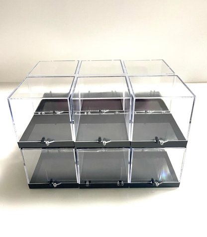 9pcs Acrylic Display Box Mineral Specimen Jewelry Square Collecting Case