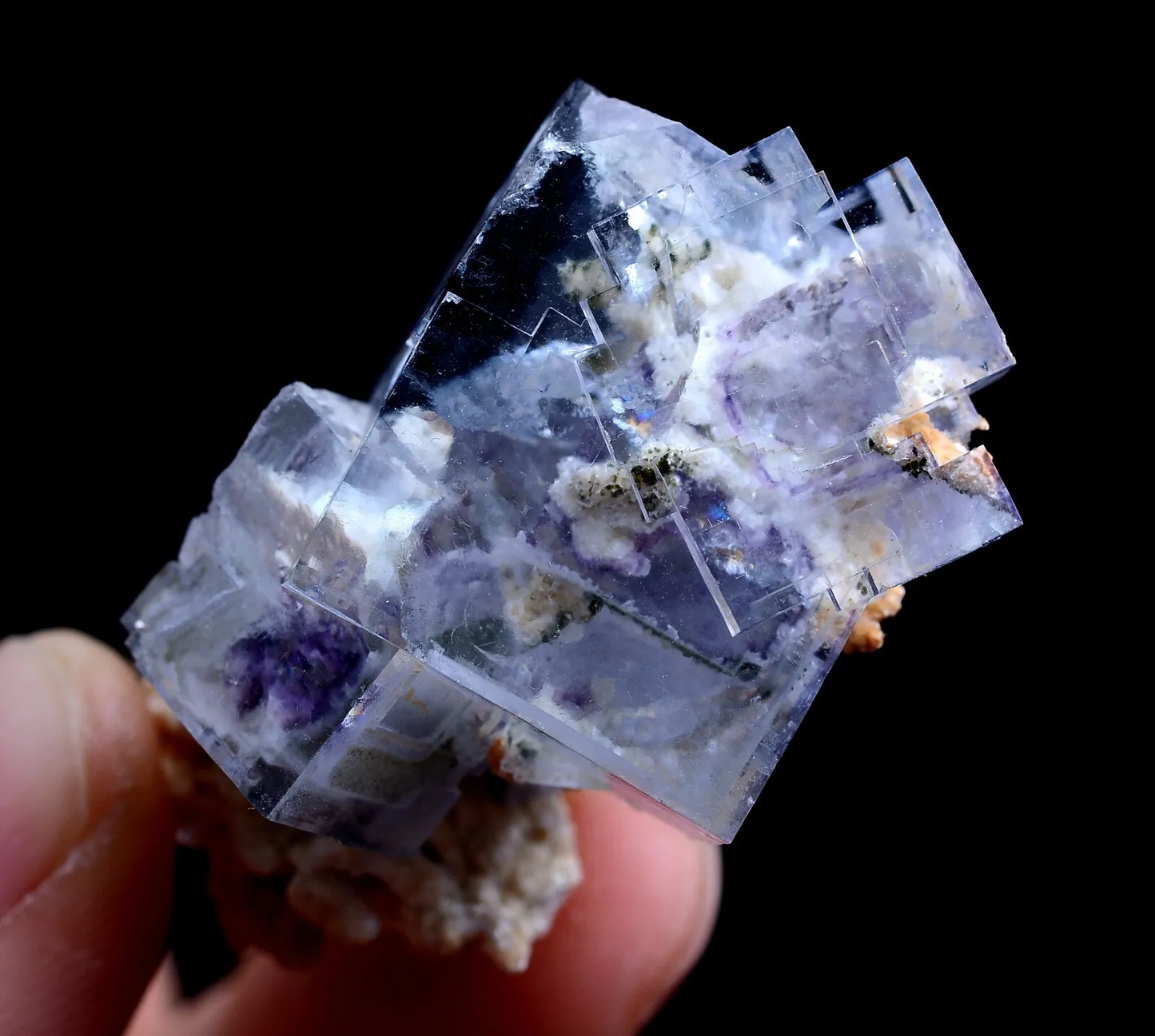 26.5g RARE! Transparent PURPLE CUBIC FLUORITE MINERAL SPECIMEN/YaoGangXian