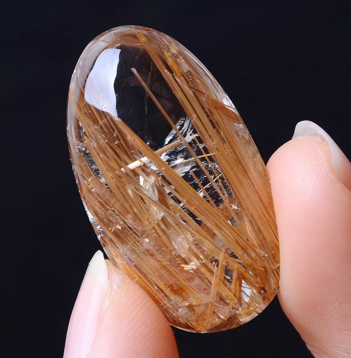 44.30CT NATURAL GOLD RUTILATED QUARTZ CRYSTAL WOMAN MEN CURE POWERFUL  PENDANT