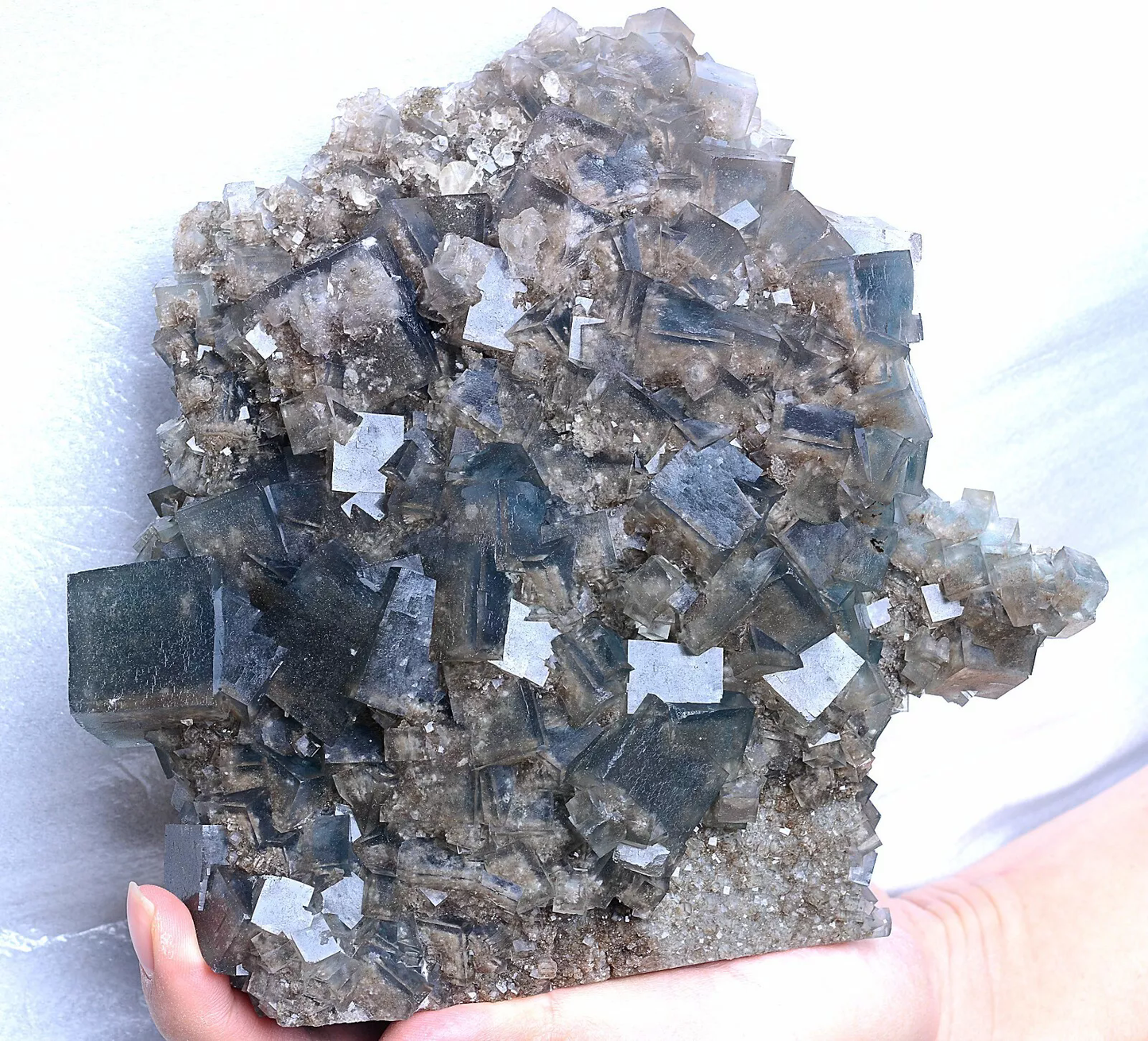 2372.0g New Find Transparent Blue Cube Fluorite Crystal Cluster Mineral Specimen