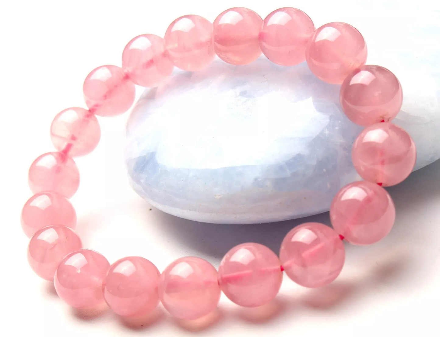 11 mm Natural Madagascar Rose Quartz Crystal Round Beads Madam Gift Bracelet