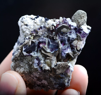 58.g Natural Phantom Purple FLUORITE Pyrite Mineral Specimen/Inner Mongolia