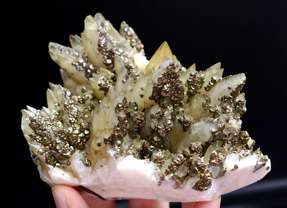 435g Natural Perfect Dipyramidal Yellow Calcite & Pyrite Mineral Specimen/China