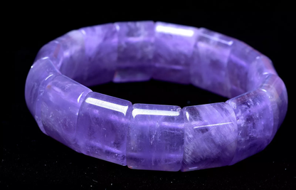 54mm Natural Lavender Amethyst Crystal Woman Cure Bangle Inner Diameter Elastic