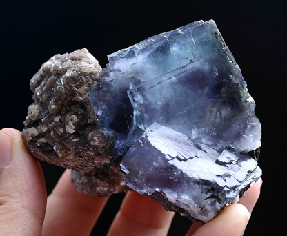 246g Natural Window Purple Fluorite & Calcite Mineral Specimen/ YaogangxianChina