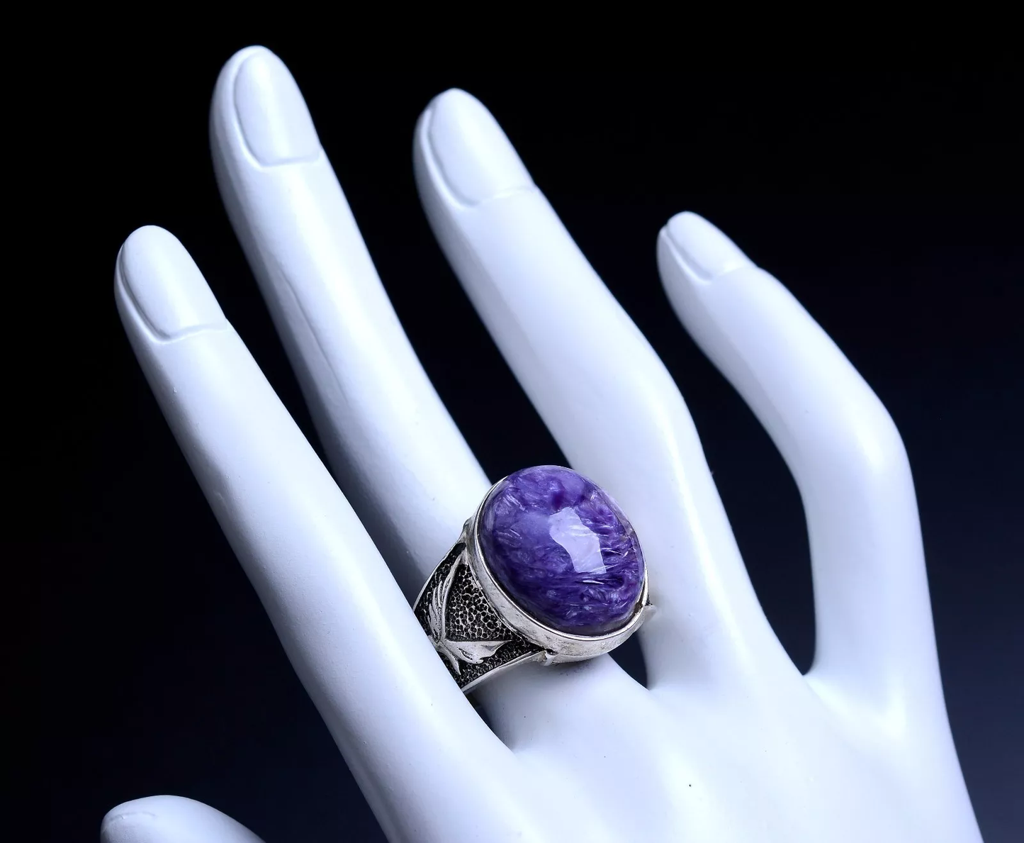 39.60ct Beautiful Genuine Natural PURPLE CHAROITE Crystal Adjustable Woman Ring