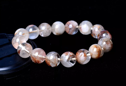 Natural Colorful Ghost Phantom Quartz Crystal Cure Jewelry Men Bracelet 13.5mm