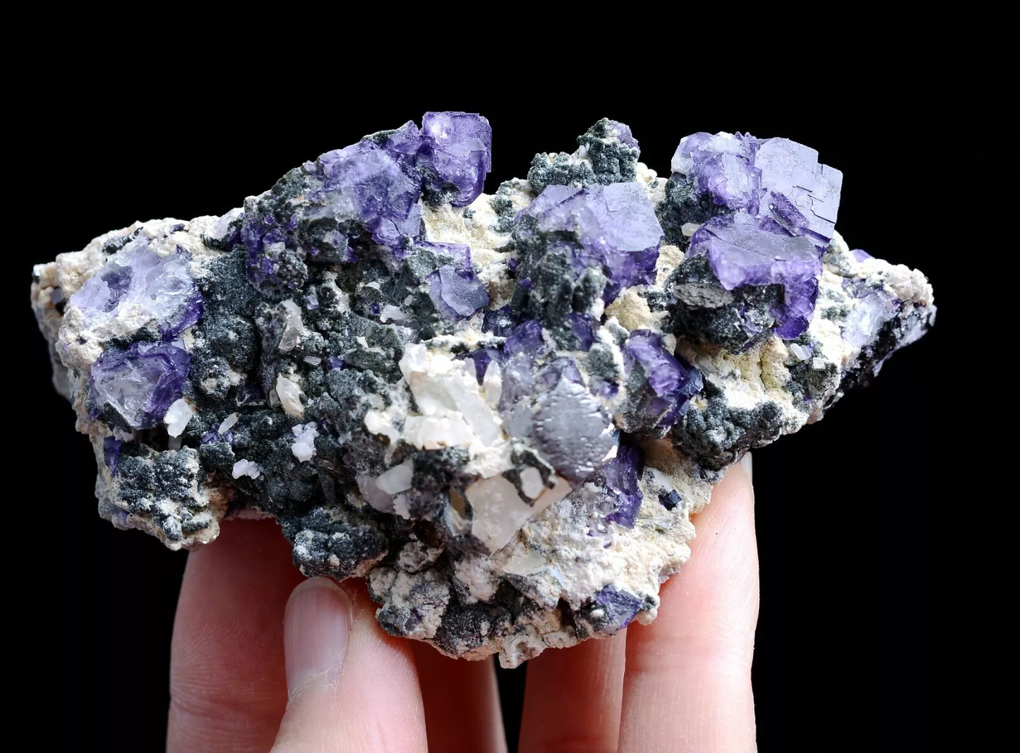 212gNatural Purple Fluorite &Arsenopyrite Crystal Mineral Specimen/Yaogang xian