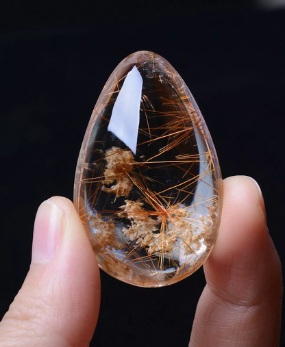 124.70ct Natural Rare Gold Rutilated Quartz Crystal Woman Cure Powerful Pendant