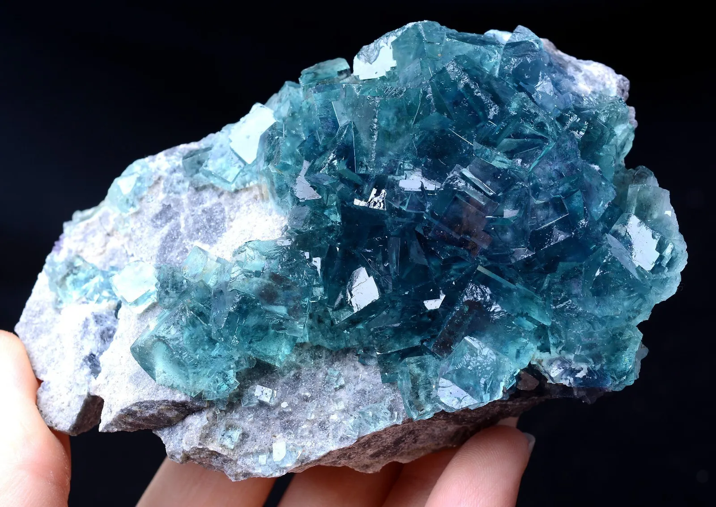 363g New Find Transparent Blue Cube Fluorite CRYSTAL CLUSTER Mineral Specimen