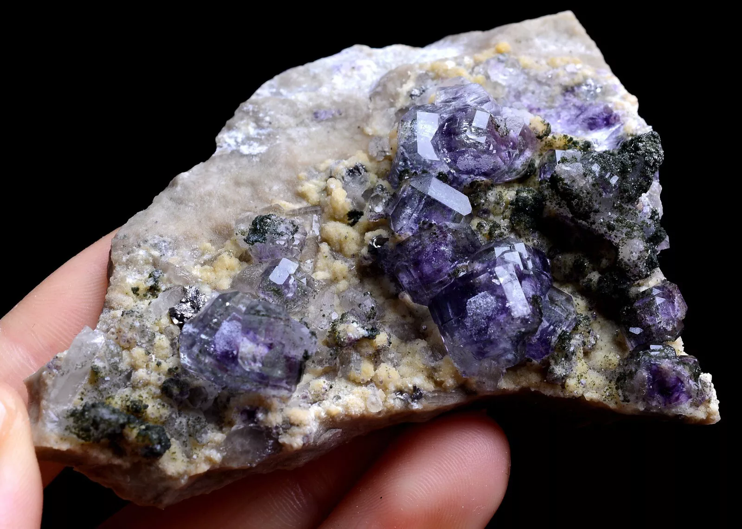 100.6g Newly DISCOVERED RARE CUBE PURPLE FLUORITE MINERAL SAMPLES /YaoGang Xian