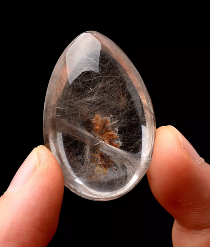 15.8g  Natural Beautiful Silver Rutilated Quartz Titanium Crystal WomanPendant