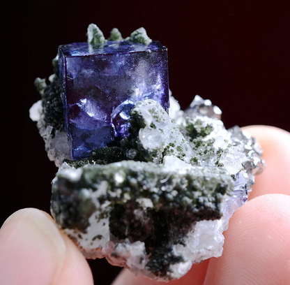 10.6gNatural Purple Fluorite arsenopyrite Crystal Mineral Specimen /Yaogangxian