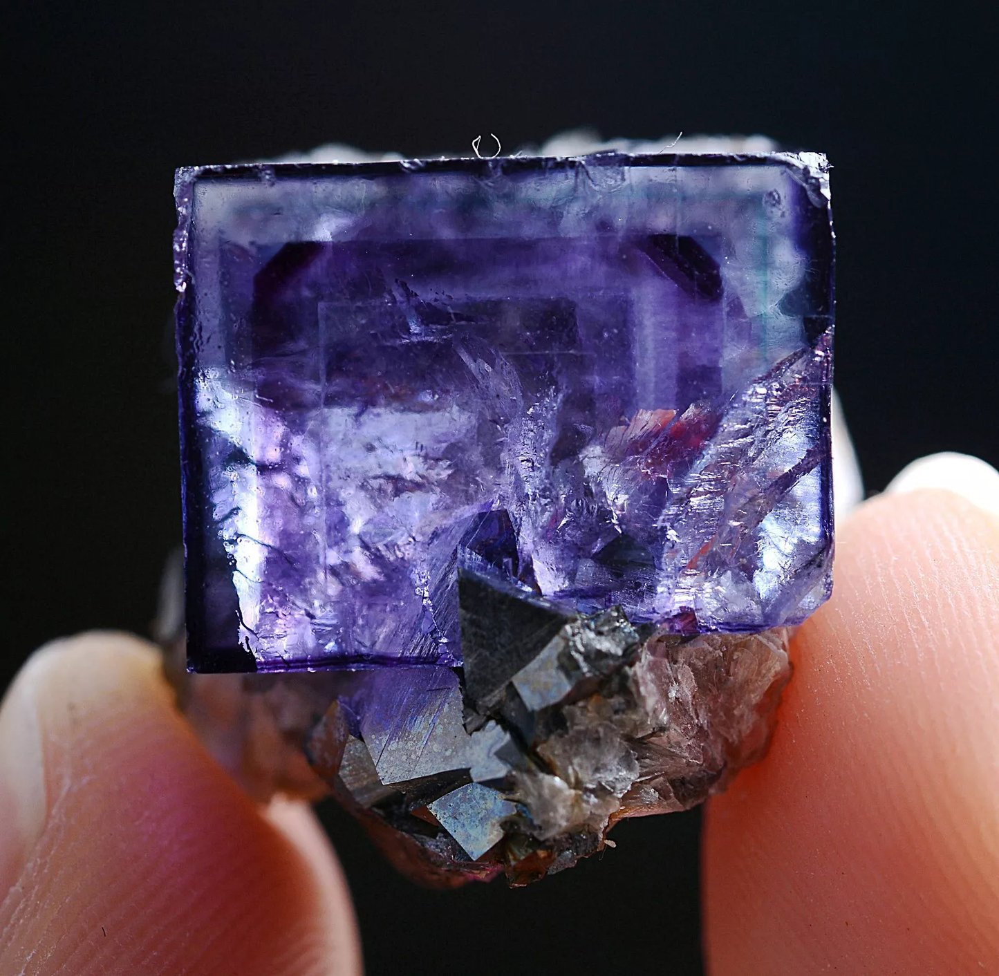 10g Natural Window Purple Fluorite & Arsenopyrite Mineral Specimen/Yaogangxian