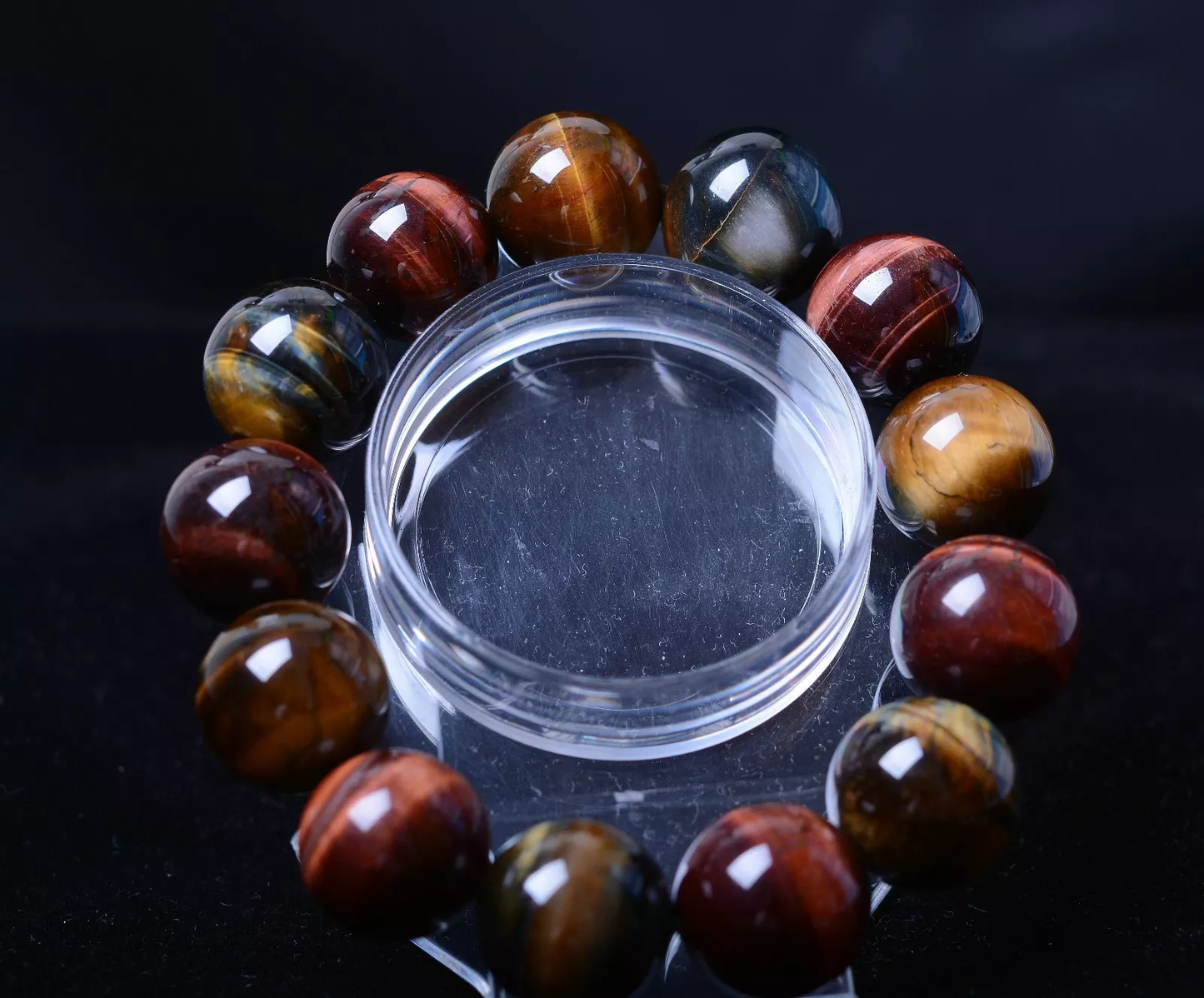 Natural Brazil Yellow Tiger's Eye Gemstone Round Beads Bracelet 105.43g