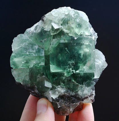 353.g NATURAL Transparent Green Cubic FLUORITE Crystal Cluster Mineral Specimen