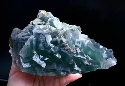 1265g NATURAL Phantom Window Green Blue Cubic FLUORITE Mineral Specimen/China