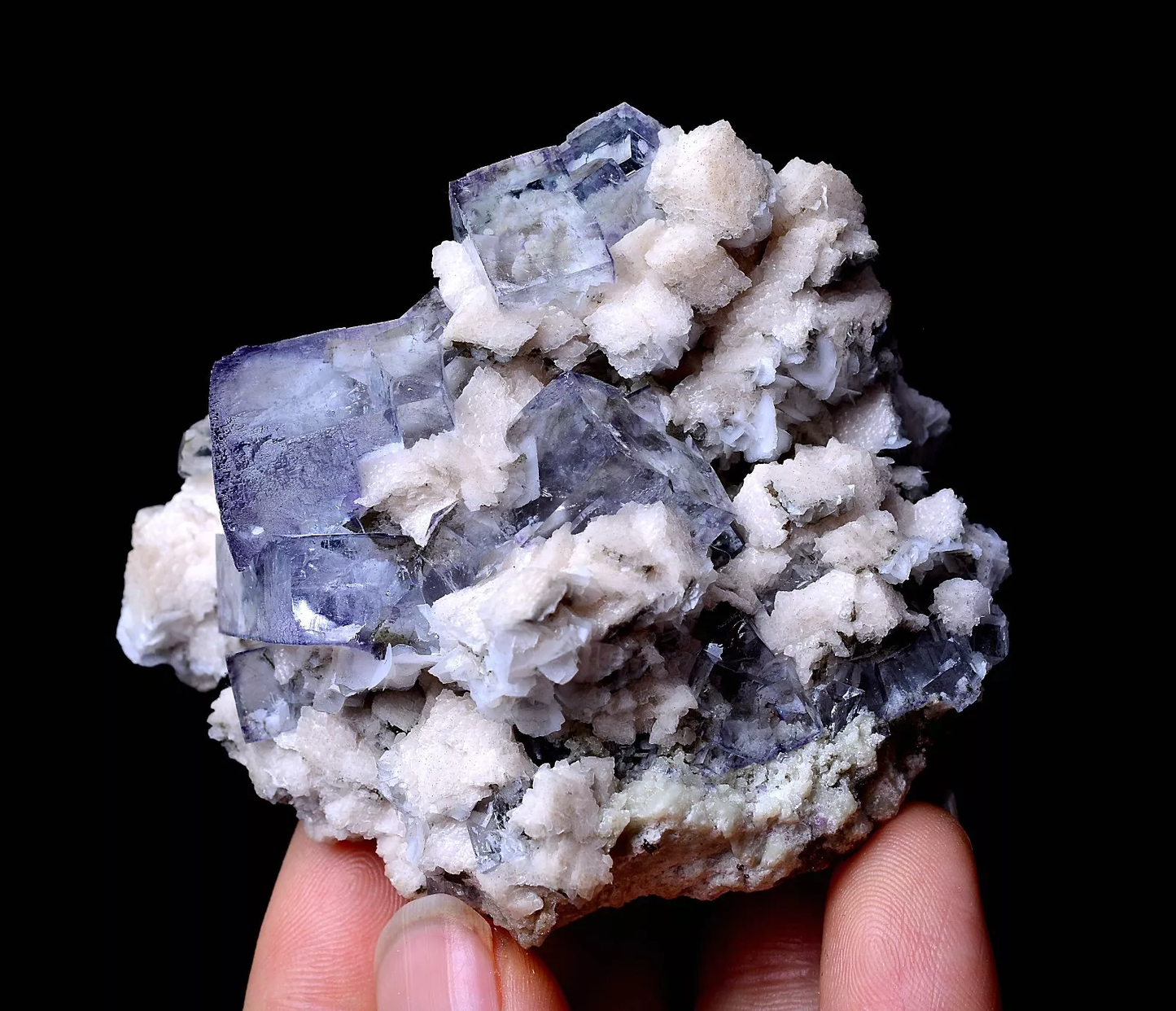 156.20gRARE! NATURAL PURPLE CUBIC FLUORITE & CALCITE SYMBIOTIC MINERAL SPECIMEN