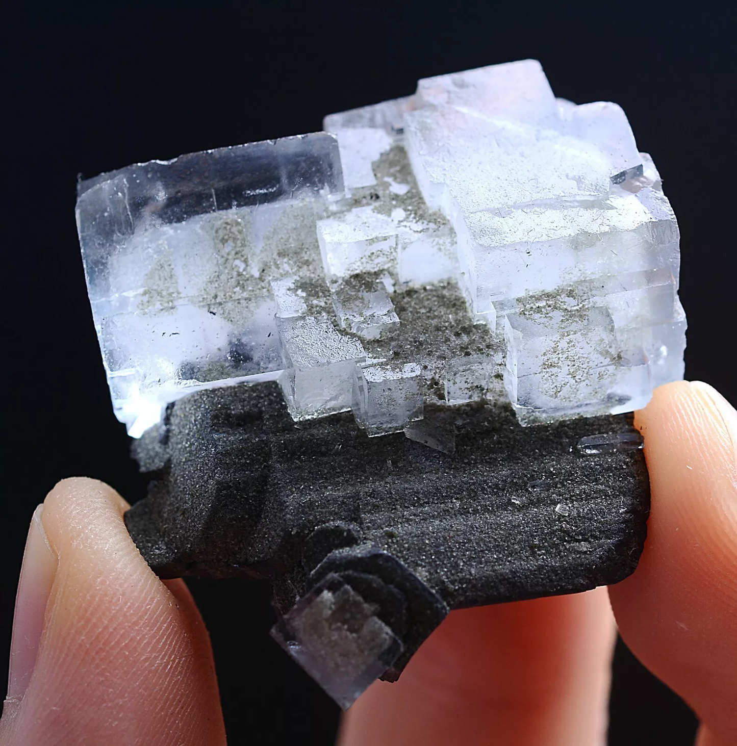 51g Natura Clear FLUORITE & Wolframite Mineral Specimen/Yaogangxian  China