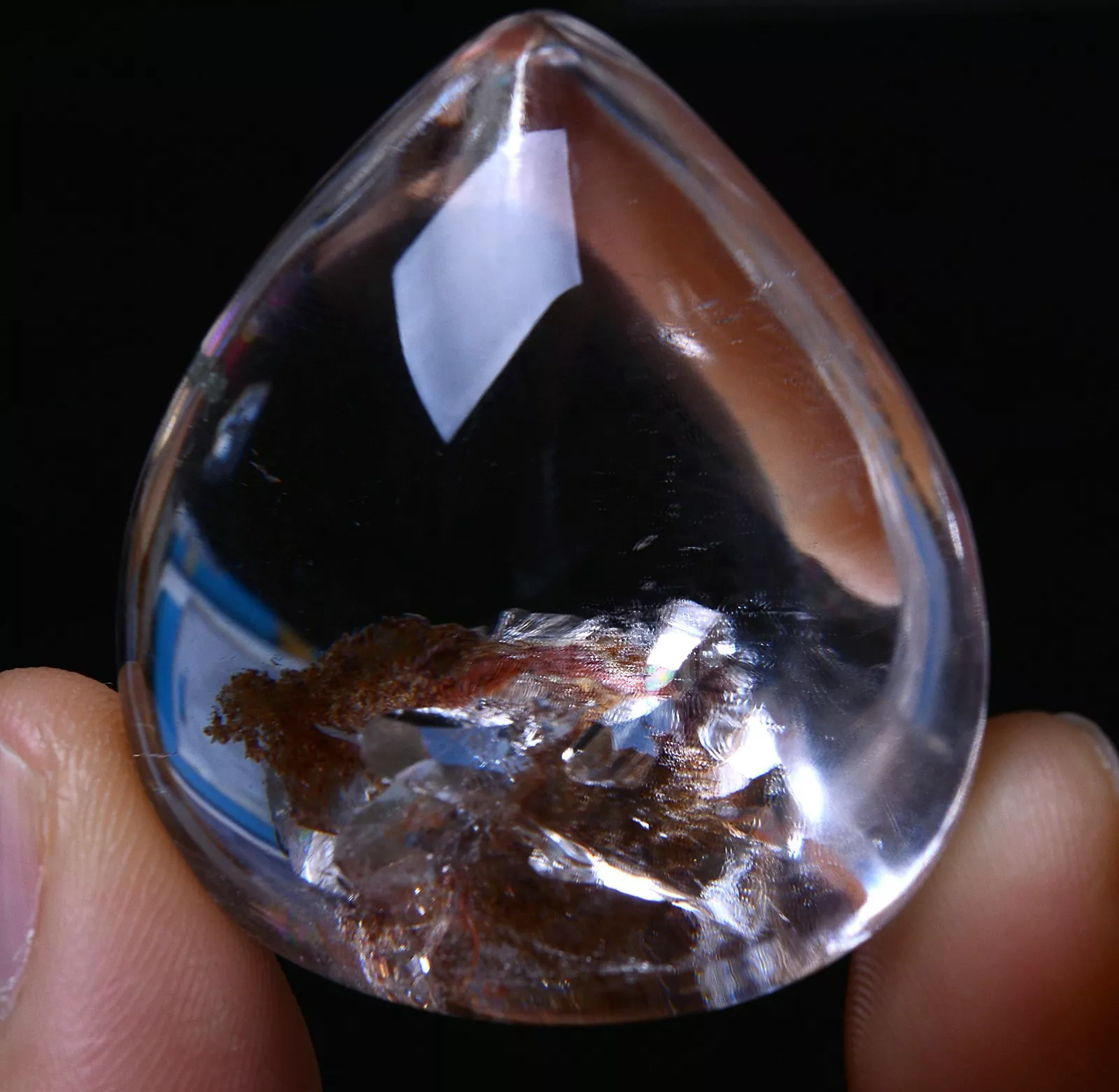 Natural Clear Rutilated "Stone Inside Stone"Quartz Crystal Cure Pendant 33.32g