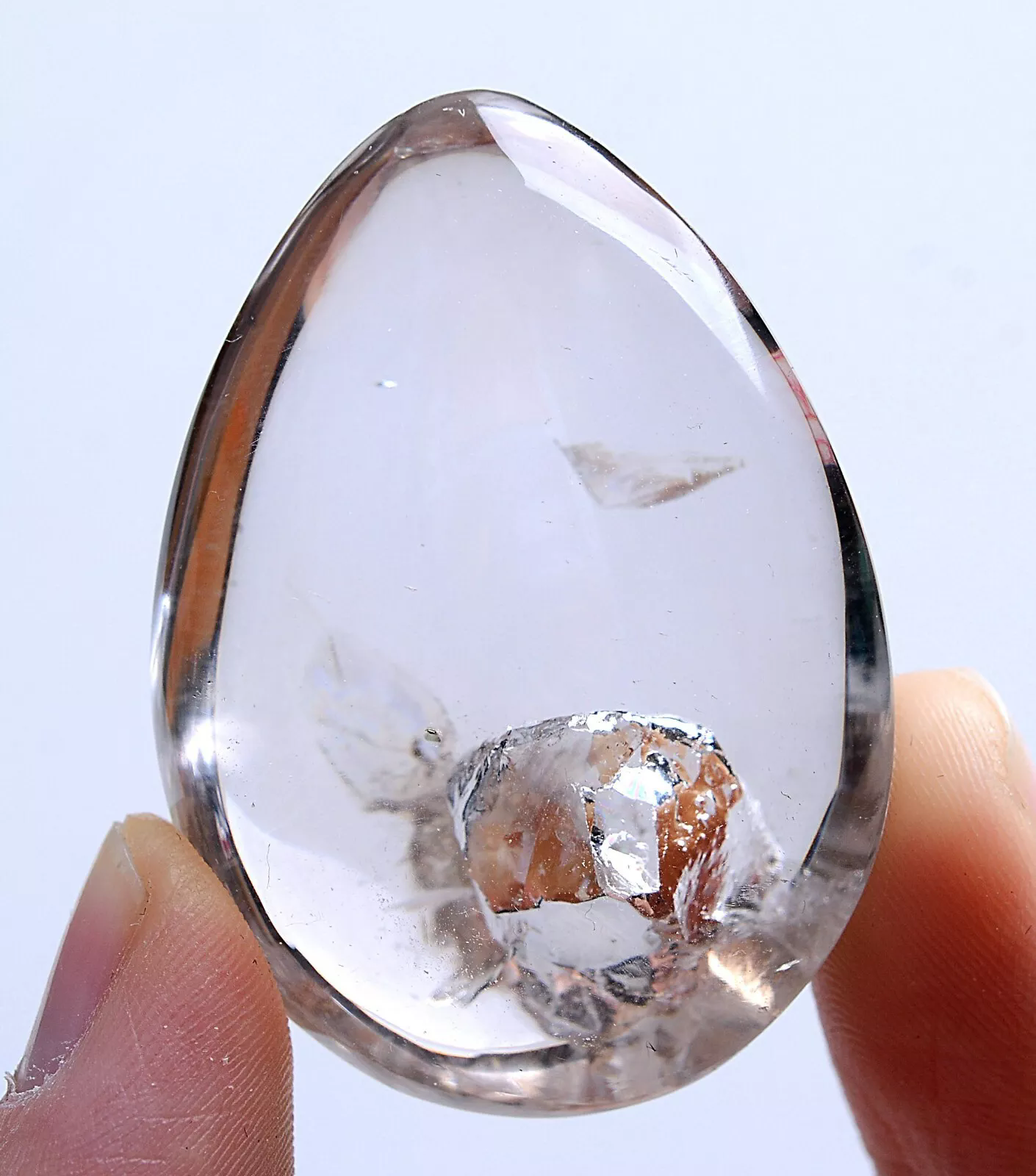 39g Natural Transparent Lucky Stone "Stone Inside Stone"Quartz Crystal Pendant