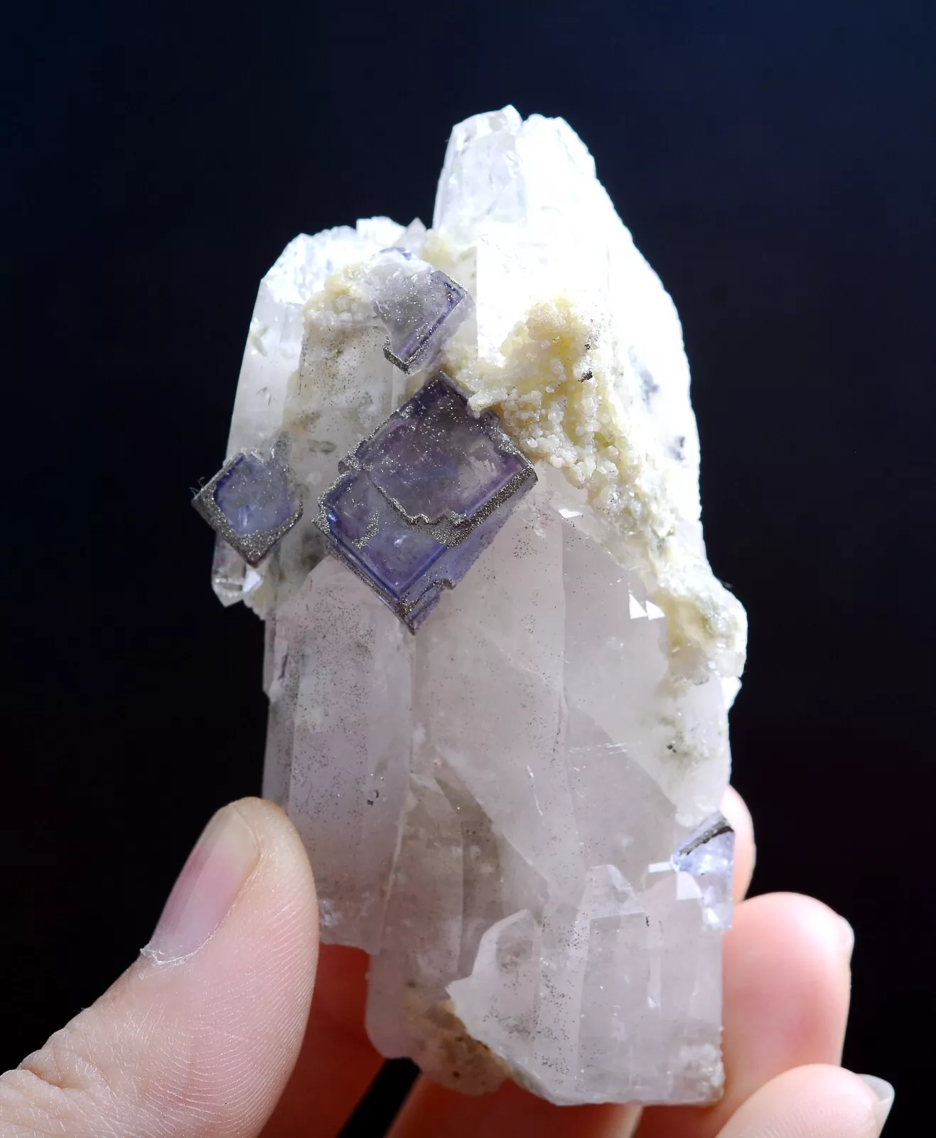 86gNatural Purple Fluorite Pyrite Crystal Cluster Mineral Specimen/ YaoGangXian