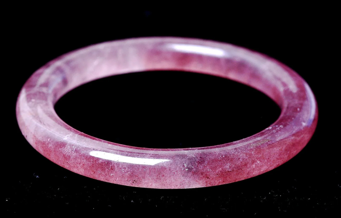 59.2mm Natural Ice Strawberry Quartz Crystal Lady Bangle Cure Inner Diameter